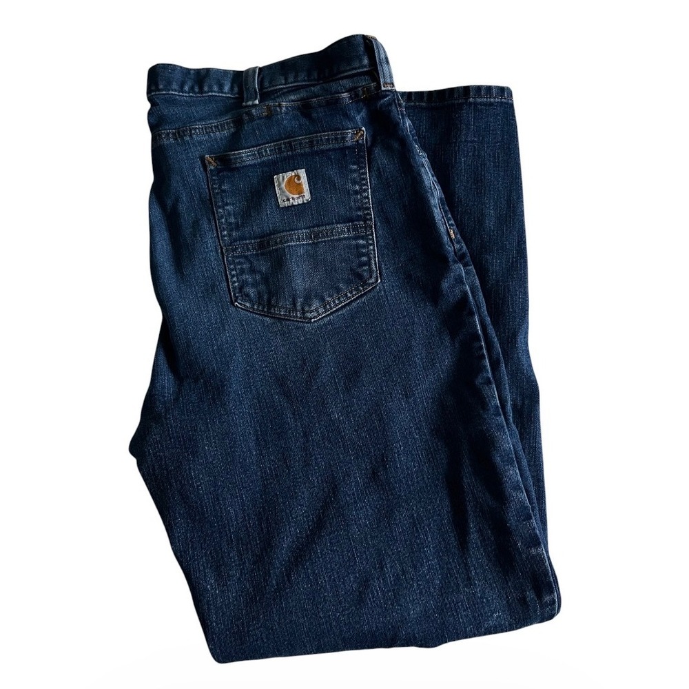 Carhartt Straight Fit Jeans Men 42x32 Blue Everest Wash 104945-H43 Stretch Denim